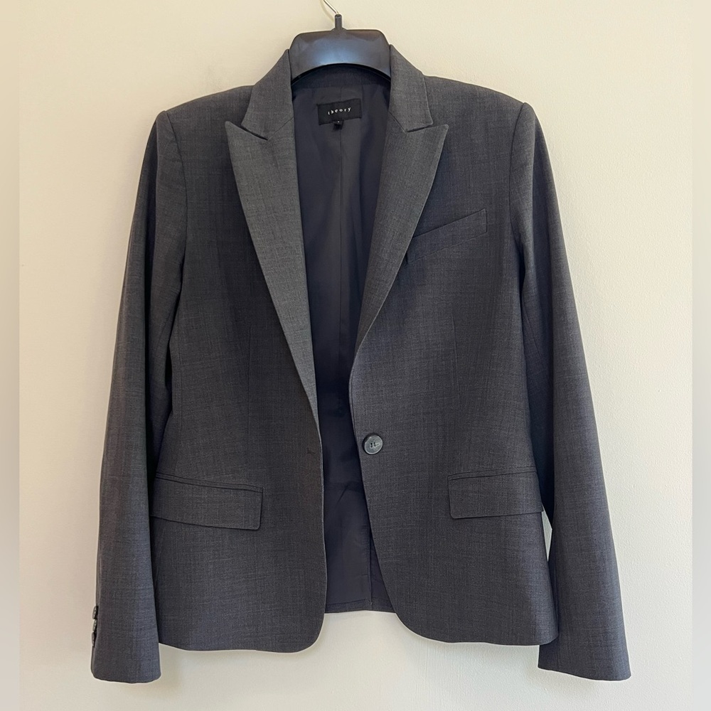 Theory Women’s Gabe B 2 Urban Virgin Wool Stretch Blazer in Charcoal Gray, 6 - Picture 4 of 11